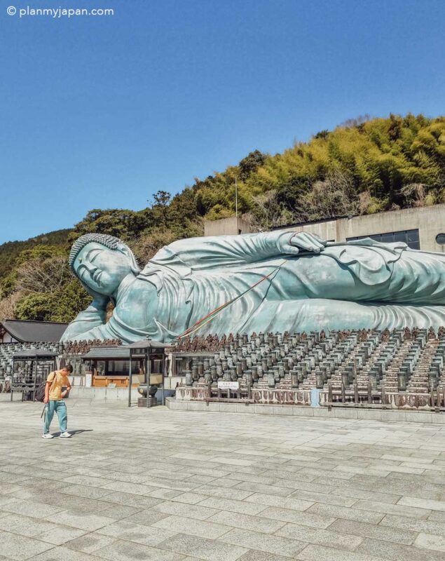 Nanzoin Temple large Reclining Buddha statue in Fukuoka, Japan