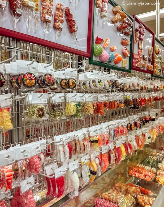 keyrings at Ganso Shokuhin Sample-ya Kappabashi Showroom Tokyo - shokuhin sanpuru fake plastic food