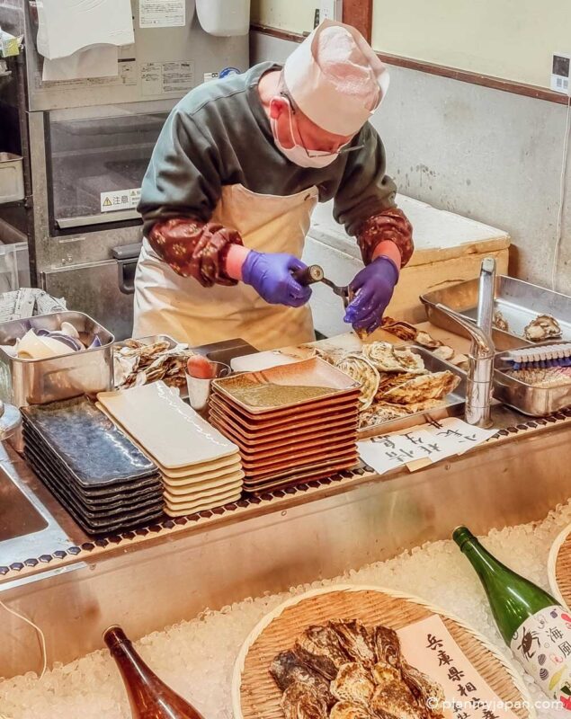 oyster stall japan market